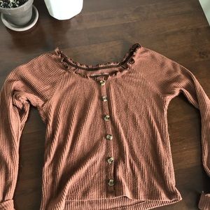 ✨ AE soft & sexy plush off the shoulder - Brown